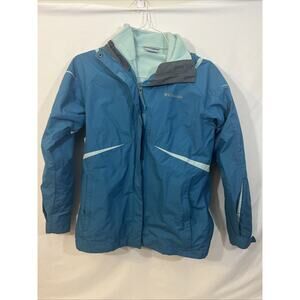 Columbia Core Interchange 3 In 1 Jacket+Fleece Women S Blue Ski Hooded Vented